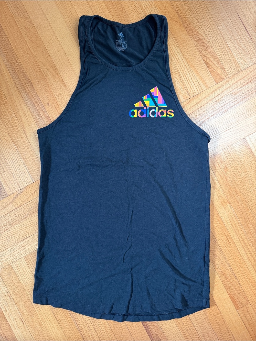 adidas Black Tank with Multicolor Logo unisex size XS(fits like a small)